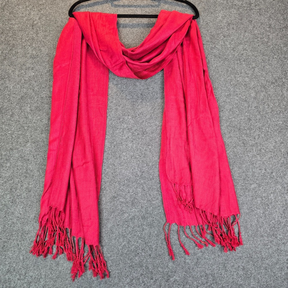 Pashmina Scarf Shawl Wrap Women's Red Cashmere Lightweight Tassel Fringe Ends